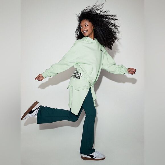 PINK Victoria's Secret Ivy Fleece Campus Hoodie Mint Aspen Ski Size Large - Picture 2 of 8